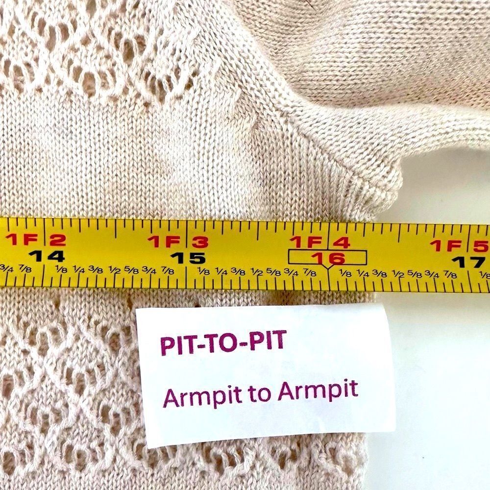 BANANA REPUBLIC Sweater Women Small (S) Beige Cut Out 3/4 Sleeve Ladies - Picture 9 of 11